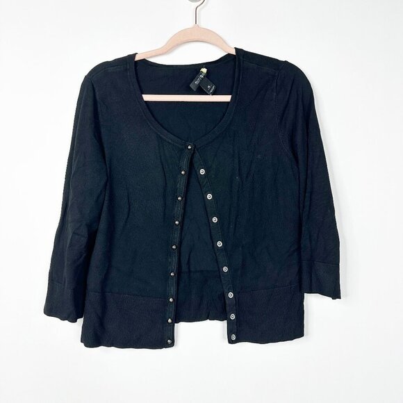 2/$30 White House Black Market Snap Button Cardigan in Black Medium #A0035 - Picture 3 of 7